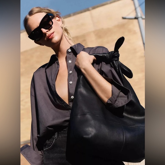 NWOT Anthropologie leather knotted shoulder bag - Picture 2 of 9